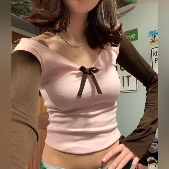 Tops - Brown and pink top